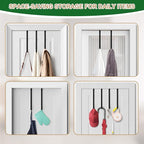 15" Reversible Wreath Hangers for Front Door, Fit Most Doors up to 1-3/4", Heavy Duty Steel Over The Door Hooks Hold up to 80 LBS for Spring & Easter Wreaths, Seasonal Door Decor (Black 2 Pack)