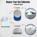 Hat Hangers for Wall, Stronge Adhesive Hat Holders Display, No Driling Caps Holder Organizer, 10 Pack Hat Hook for Baseball Caps, Wall Mounted Cap Rack, Clear