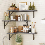 Fixwal Corner Floating Shelves Set of 5, Rustic Wood Wall Mounted Corner Shelf for Bathroom, Kitchen, Bedroom, Home Decor, Laundry Room, Living Room(Gray)
