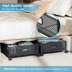 Under Bed Storage with Wheels 47.2"(L)/57.6L Large Rolling Under Bed Storage, Metal Underbed Containers on Wheels, Tool-Free Assembly Foldable Metal Underbed Drawers for Shoes Clothes Toys