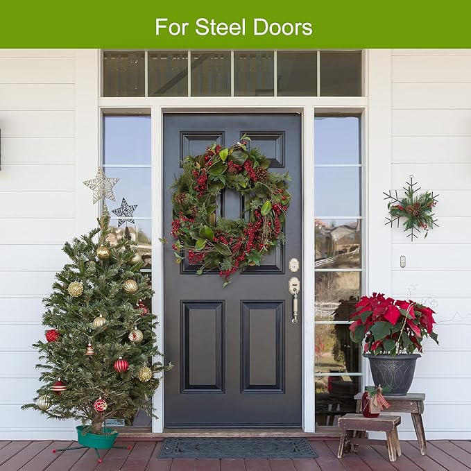 Fruvocado Magnetic Wreath Hanger for Front Doors, 2 Pack Wreath Holder for Steel Door Metal Wreath Hook for Wreath Decorations