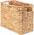 Tatuo Seagrass Magazine Baskets Magazine Holder Tall Narrow Woven Storage Wicker Basket Floor Bathroom Home Office Handwoven Holder for Books, Newspaper, File and Mail(Light Brown)