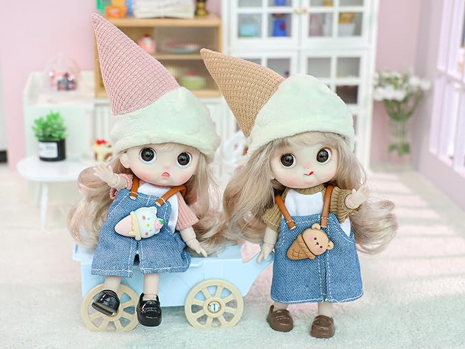 BJD Blind Box Cute Figures, Collectible Poseable OB11 Doll with 1/12 Scale Removable Clothes，Surprise Gift Single Random Mystery Box-Japanese Foodie Fun Series