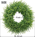 28 Inch Large Boxwoods Wreaths for Front Door Artificial Green Leaves Greenery Indoor Outdoor Wreath Home Decor Porch Window Wall Farmhouse Door Decorations Spring Summer Fall All Seasons