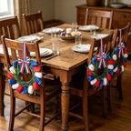 6 PCS 4th of July Hanging Wreaths for Cabinet Small Patriotic Tulip Silk Independence Day Wreaths for Front Door with Red White and Blue Flower Memorial Day Labor Day Candle Wreath for Home Wall Decor