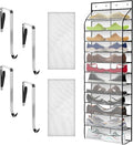 Over The Door Shoe Organizer with 12 Large Breathable Pockets - Durable Hanging Storage for the Entire Family's Shoes (White)