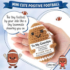 Mini Funny Grandpa Gifts from Grandkids, Handmade Crochet Mini Football Grandpa Birthday Gifts from Grandson Granddaughter Cute Decor, Great Grandfather Grandparents Present for Father's Day