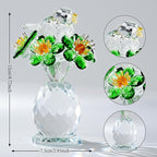 Crystal Bird & Forget-Me-Not Flower Figurine,3x4 inch Glass Flower Collectible Ornaments for Home Decor Table Centerpiece Glass Bouquet Flowers Keepsake Gifts for Women （Green）