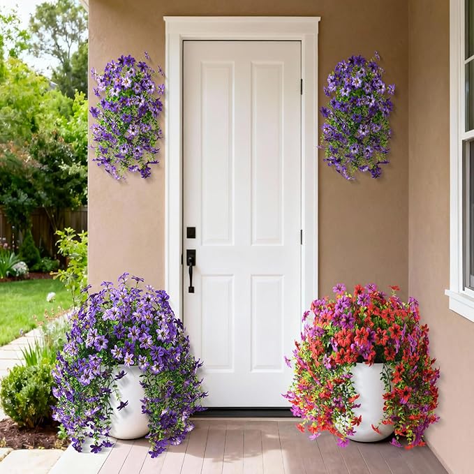 INQCMY Artificial Flowers Wind Chime Bellflower 2 Pcs Faux Flowers for Plant Pot Flexible Detachable Stems for Home Decor Indoor Outdoor Wedding Party Garden Decorations
