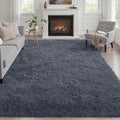 6x9 Area Rugs for Living Room Bedroom: Ultra Soft Fluffy Shag Rug Upgrade Non-Slip Non-Shedding Large Fuzzy Plush Carpet Indoor Floor Carpets for Kids Room Playroom Nursery Dorms Home Decor Grey