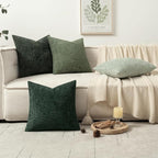 MIULEE Pack of 4 Couch Throw Pillow Covers 18x18 Inch Green Soft Decorative Chenille Pillow Covers Farmhouse Accent Cushion Covers for Boho Spring Home Decor Sofa Bedroom Living Room