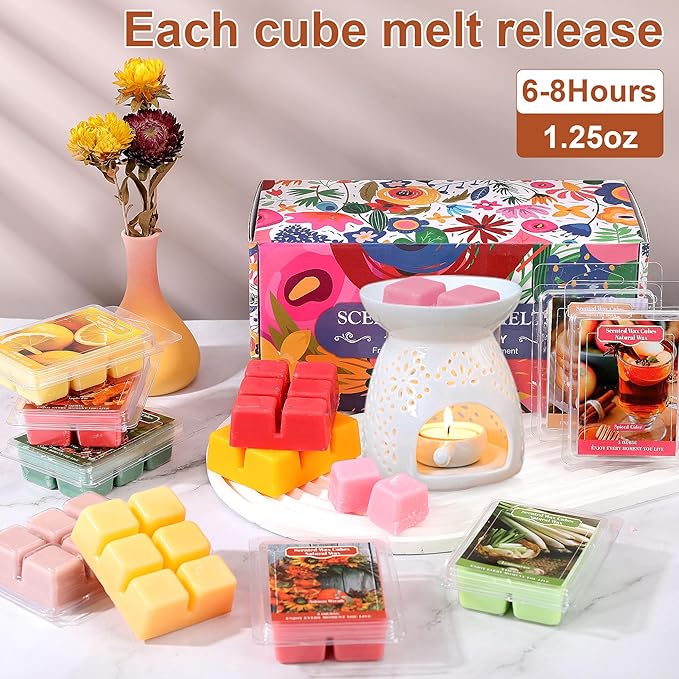 Wax Melts - Natural Ingredients with Intense & Long-Lasting Fragrance, Variety of Scents (Apple Pie, Snickerdoodle, Pumpkin Spice & More) - Perfect for Home, Office, and Gifting