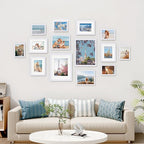 Vittanly 14 Pack Picture Frames Collage Wall Decor, Gallery Wall Frame Set with 2Pcs 11x14, 6Pcs 8x10 and 6Pcs 5x7 Photo Frames, Picture Frame Set for Wall Collage or Tabletop Display, White