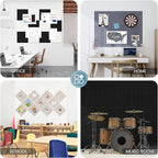 Large Cork Bulletin Board for Wall 48"x36", 12 Pack Felt Slat Wall Panel Tiles with 60 Pushpins, 50 Safe Removable Adhesive Tabs, Decorative Pin Board Tack Board for Office Home School