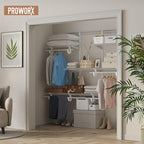 4-6 Ft Closet Organizer System, Adjustable Metal Wire White Closet System, Expandable Walk in Closet Organizers and Storage System, Closet Shelves with Hanging Rods