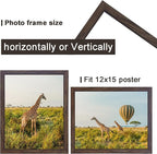12x15 Picture frame walnut set of 3,Wooden Frame 15x12 Wall Gallery Poster Photo frame with Durable Shatter Resistant Plexiglass for Wall Mounting Family -friend- wedding best gift