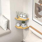 Fun Memories Corner Shelf Wall Mount, Corner Floating Shelves, Set of 4 Corner Wall Shelf Organizer, Rustic Wood Wall Storage Display Shelves for Living Room Bedroom Bathroom Kitchen, Oak