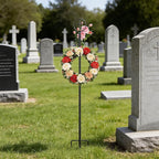 succulentlovers 2PCS Cemetery Wreath Stands, 38" Christmas Metal Wreath Holder Stand with Cross 3 Pronged Decor, Gravestone Wreath Hanger Headstone Flower Holder for Xmas Memorial Day Graveside Decor