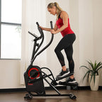 Sunny Health & Fitness Cardio Climber Stepping Elliptical Exercise Machine for Home with 8 Levels of Magnetic Resistance, Performance Monitor, Full Body Workout