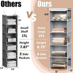 Simple Houseware 5 Shelf Hanging Closet Organizer, Gray