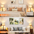 Seealle Upgraded Touch Lamps for Night Stands Set of 2 - Bedside Lamps with USB C+A, 3 Way Dimmable for Bedroom Living Room End Tables Office (Beige& Brown)