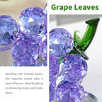 Grape Cluster Crystal Decor Sculpture, Sparkling High-Transparency Faceted Design, Luxurious High-End Crystal with Mirror Base, Elegant Home/Office Display, Gift for Collectors & Fruit Lovers (Purple)
