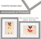 11x17 Picture Frames Grey Woodgrain,11X17 Display Picture 9x15 Pictures with Mat or 11x17 without Mat, 11 by 17 Collage Frames for Wall or Tabletop, Perfect for Home Décor and Gifts