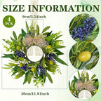 4 PCS Green Eucalyptus Olive Swag Wreaths for Pillars Spring Summer Greenery Kitchen Cabinet Wreaths Mini Green Boxwood Leaves Wreath with Ribbon for Front Door Porch Wall Window Farmhouse Decoration