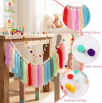 Avxdbr 2Pcs Boho Rainbow Tassel Garland Pom Pom Tassel Banner Colorful Wall Hanging Party Decorative Boho Classroom Decor for Back to School Wedding Birthday Baby Shower