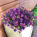 Homsunny Artificial Fake Flowers Plants for Outdoors - 12 Bundles Fake Plants Faux Silk Flowers Outside, UV Resistant for Planter Front, Porch, Garden, Patio, Spring Decor