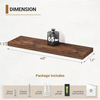 Vivelove 12 Inch Deep Floating Shelves for Wall, 48x12 Shelves with Invisible Brackets, for Living Room Bedroom, Farmhouse Rustic Shelves Home Decor, Set of 2, Rustic Brown