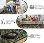 Moynesa Floral 10x14 Area Rugs for Living Room, Green Extra Large Rug for Bedroom Boho Washable Dining Room Rug, Non Slip Ultra Thin Soft Floor Carpet for Home Office Farmhouse, Green