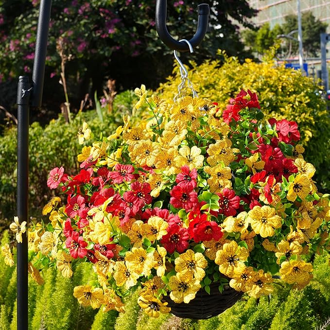 Artificial Flowers for Outdoor, UV Resistant Fake Silk Flowers, Realistic Faux Plants for Outside Indoor Porch Patio Window Box Planter Home Decor (14, Yellow)