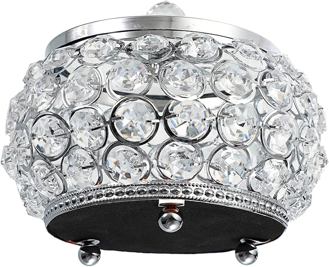 Hipiwe Crystal Jewelry Trinket Box with Glass Lid Silver Mirrored Treasure Box Decorative Jewelry Box Ring Earrings Necklace Storage Keepsake Box Gift for Women