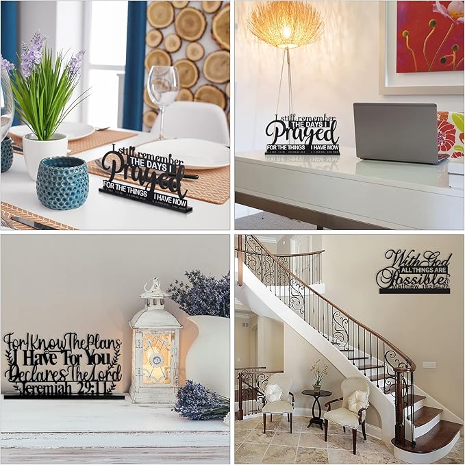 Jetec I Still Remember The Days I Prayed Sign Inspirational Table Blessed Signs Motivational Decor Farmhouse Table Home Centerpieces Faith Wooden Shelf for Living Room Office(Inspirational Style)