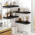 Vivelove 55 Inches Floating Shelves Wall Mounted, 10" Deep Wall Shelves for Bedroom, Bathroom, Living Room, Kitchen, Office, Home Decor, Modern Shelf, Set of 2, Black, 55x10.2x1.5