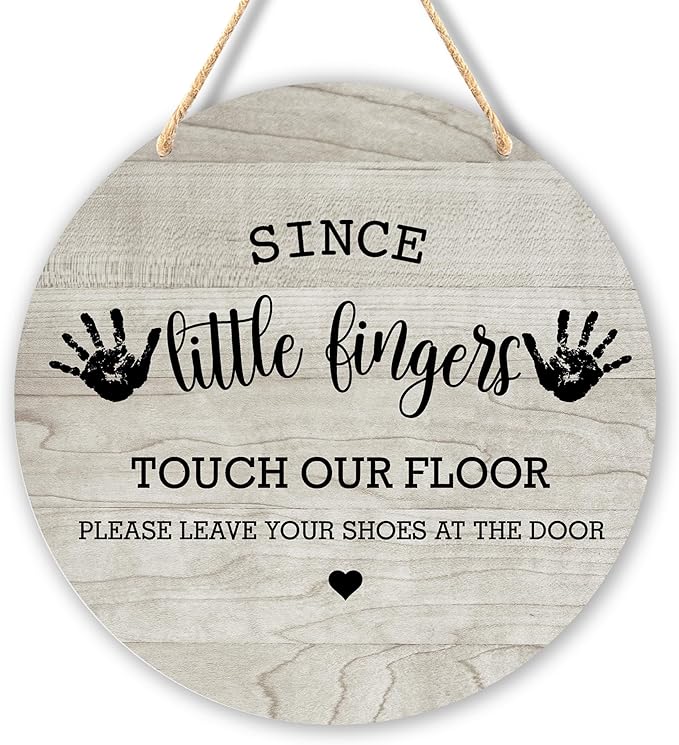 Wall Pediments Shoes Off Sign - Please Take Your Shoes Off - 9.8x9.8 Inches
