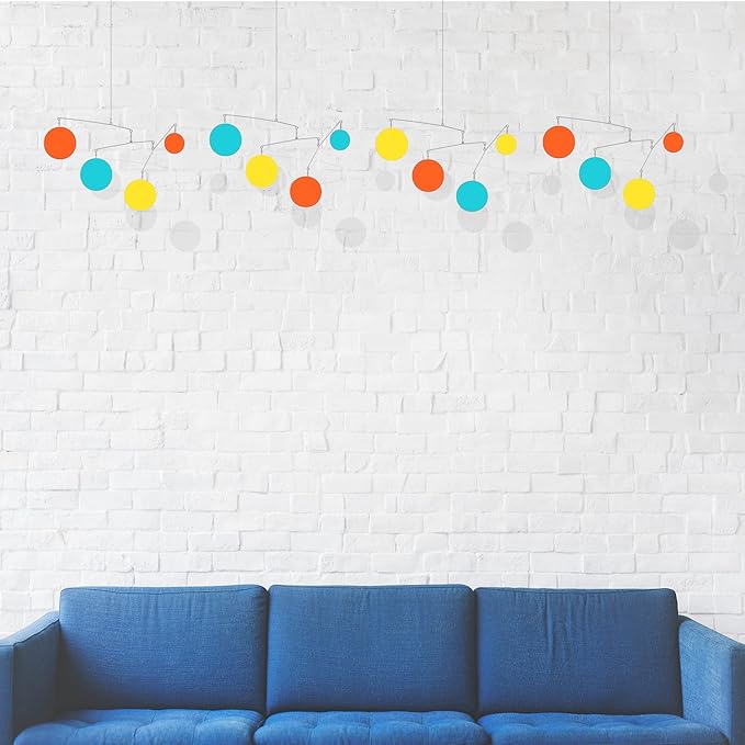 Atomic Mobiles The Palm Springs Hanging Art Mobiles - Mid Century Modern Kinetic Art - Home Decor - Work from Home Decorations - 5 Sizes (20" h x 66" w)