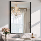 TRAHOME Bathroom Vanity Mirror for Wall, 36" x 24" Metal Framed Rectangular Bathroom Wall Mirror for Over Sink, HD Shatterproof Glass, Hangs Horizontally or Vertically(Black)