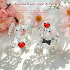 HDCRYSTALGIFTS Set 2 Crystal Elephant Figurines Gift for Women 3.5'' Miniature Glass Animals Collectible Valentine's Day Wedding Anniversary Tabletop Decoration