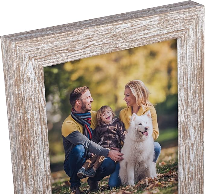 Lyeasw Rustic 5x7 Picture Frame Set of 12, Multi Woodgrain Farmhouse Photo Frames for Wall or Tabletop, Beige