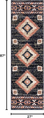 Well Woven Tulsa Lea Blue Traditional Southwestern Tribal 2'3" x 7'3" Runner Rug