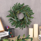 6 Pcs Artificial Summer Olive Wreaths Greenery Wreath Mini Green Kitchen Cabinet Wreaths Spring Wreath for Front Door Porch Wall Window Farmhouse Wedding Decoration