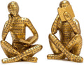 Antique Gold Reading Thinker Statue, Set of 2 Bookshelf Decor Abstract Art Thinker Sculptures, Modern Aesthetic Figurine Home Decoration Ornaments for Living Room Office Shelf Coffee Table Desk Decor