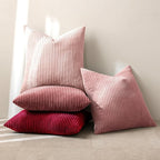 MIULEE Boho Farmhouse Throw Pillow Covers 20x20 Inch Set of 4 Romantic Decorative Cushion Covers Spring Corduroy Home Decor for Feminine Valentines Couch Bed Sofa Living Room Aesthetic Pink