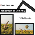 12x24 Picture Frame Set of 3,Wooden Frame 12x24 Wall Gallery Poster Photo frame Black with Durable Shatter Resistant Plexiglass for Wall Mounting 12 by 24 Photos Posters frame -wedding best gift