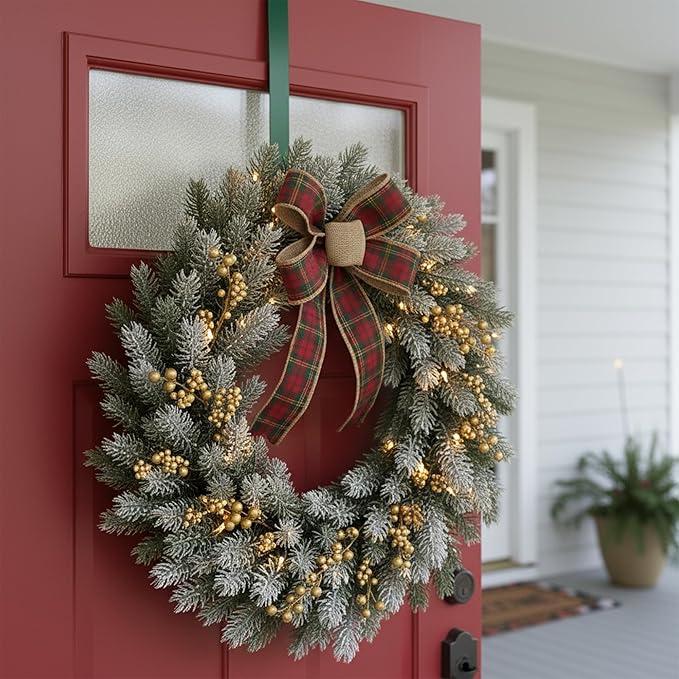 Northlight Door Christmas Wreath Hanger, 14", Green