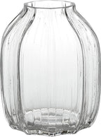 Large Clear Glass Ribbed Vase - 8.0" Decorative Tall Vase for Home Table Centerpieces and Farmhouse