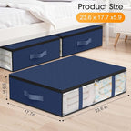 StorageRight Under Bed Storage Bags 2 Pack, 40L Large Clothes & Comforter Storage Containers with Clear Window, Breathable Fabric Organizer for Blankets, Bedding, Seasonal Clothing, Blue