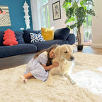 OLANLY 5x8 Machine Washable Large Area Rugs for Living Room, Bedroom, Soft Fluffy Shaggy Bedside Rug, Indoor Floor Carpet for Kids Girls and Boys, Dorms, Nursery, Home Decor Aesthetic, Cream